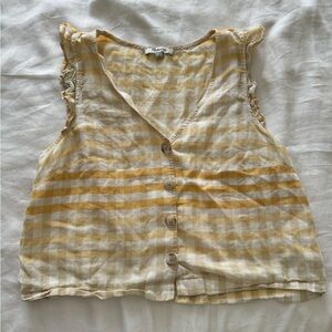 Cropped Gingham yellow Ruffle Shirt from Madewell